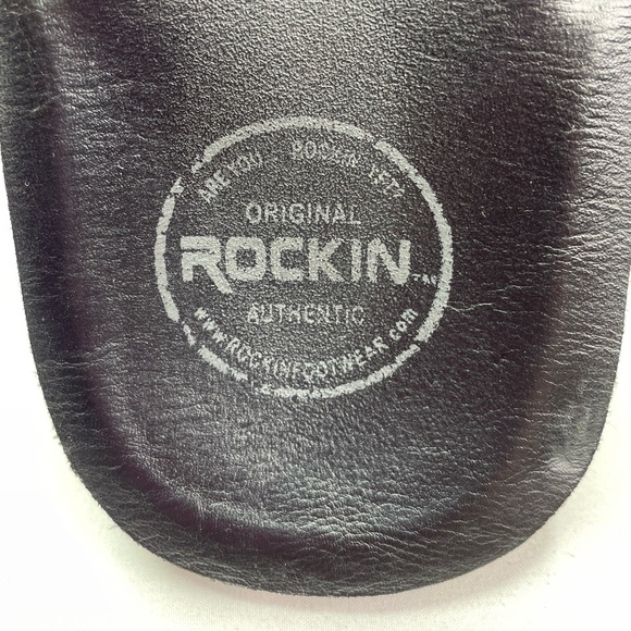 Rockin Black Leather Comfort Casual Flip Flops Size 12 - Picture 4 of 8